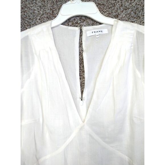 FRAME White Shirred Sleeve Maxi Dress Boho Flowy Size M - Picture 6 of 10